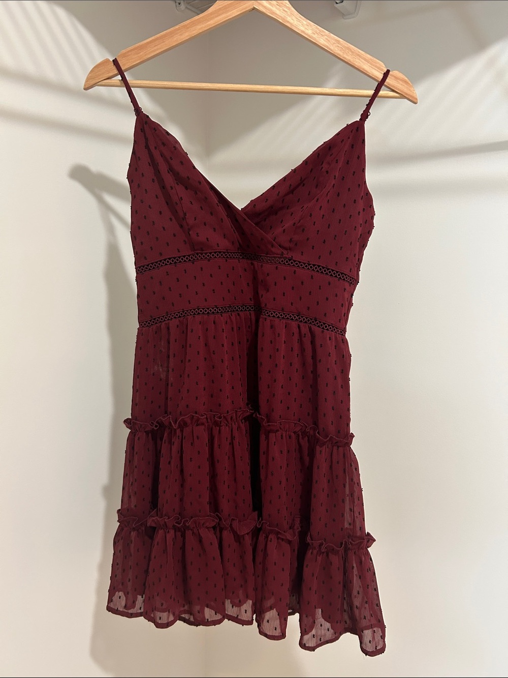 Altar'd State Wine Red Tiered Ruffle Slip Dress size small